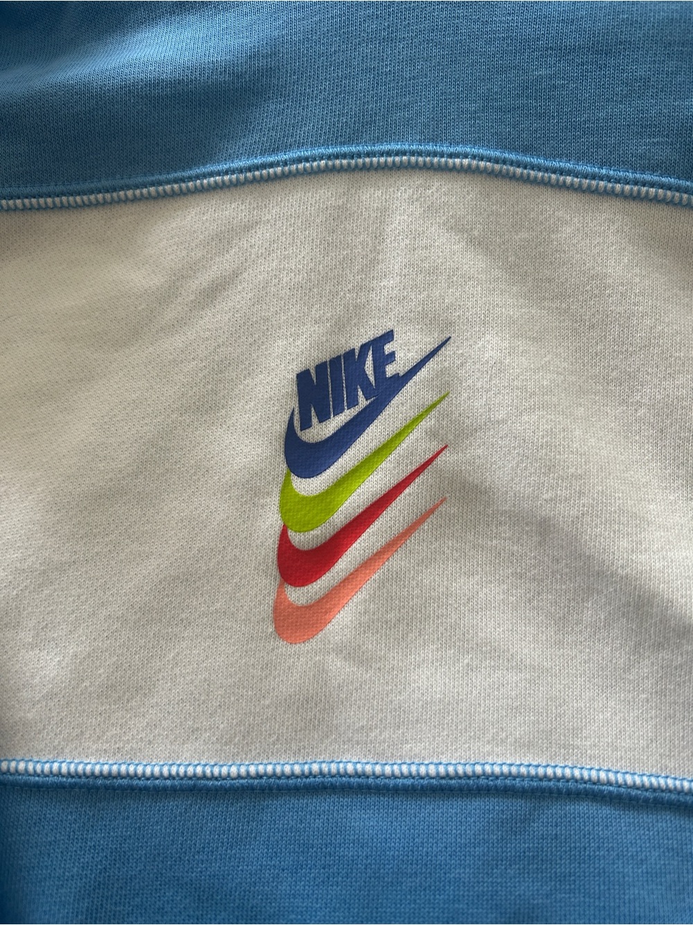 Nike kids Light Blue and White Hooded Sweatshirt - Picture 3 of 4